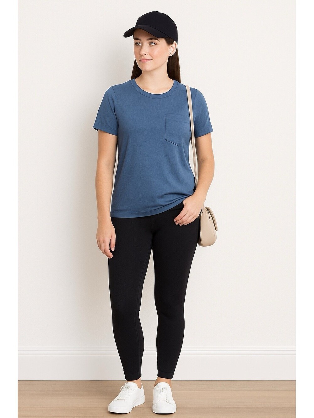 Eddie Bauer blue short sleeve tee pocket poly blend size XL 23x26 casual